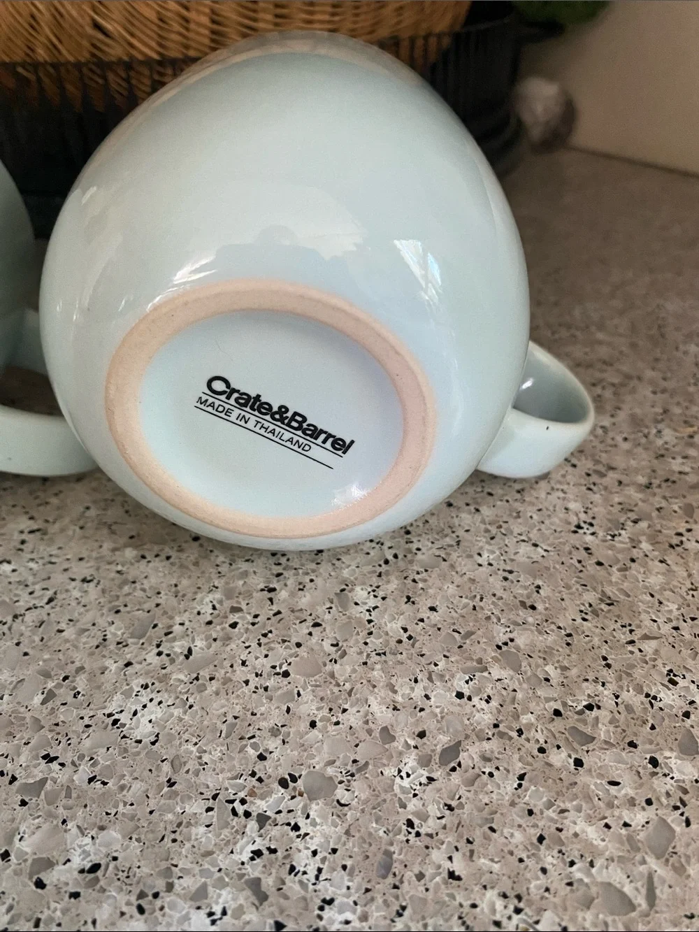 NWOT==Set of 2 Crate & Barrel “Camden Sky” Pale Blue Stoneware Coffee Mug